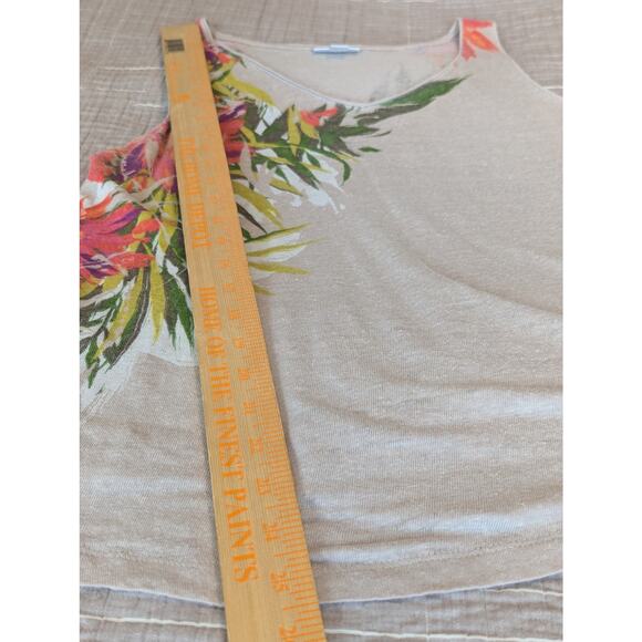 J. Jill Love Linen Tropical Lightweight Floral Knit Beige Sleeveless Tank Top S - Picture 7 of 7